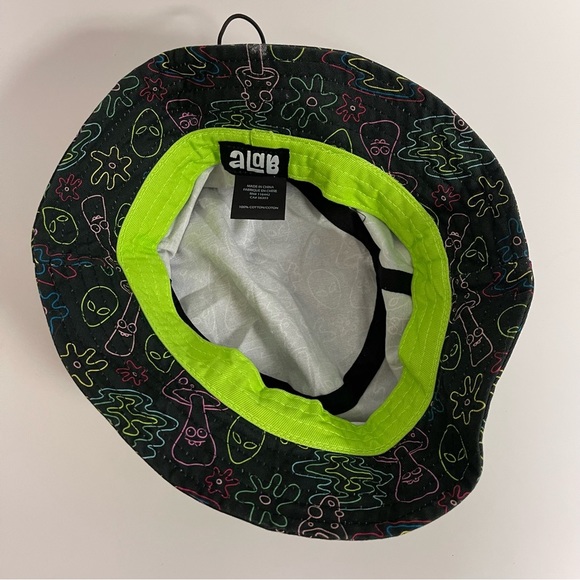 A-Lab Bucket Hat One Size Fits Most Unisex Laser Show Black Neon Green Alien - Picture 9 of 10